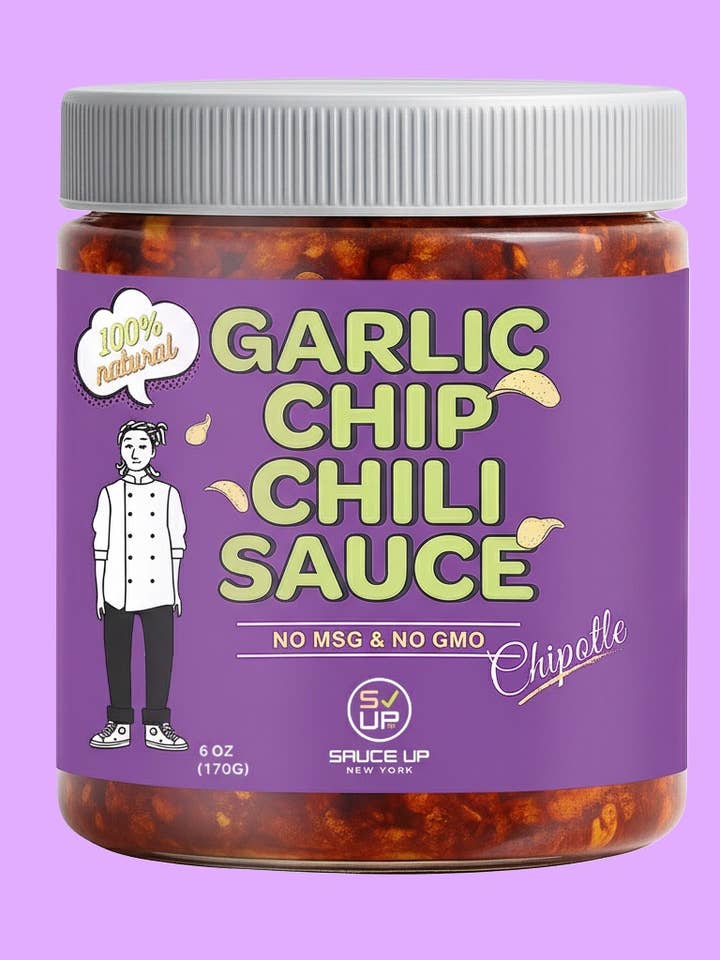 100% helt naturlig vitlökschip chilisås - toppning! Chipotle för wholesale av SAUCE UP NYC