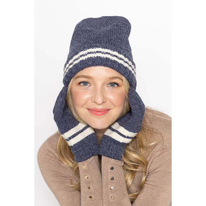 Hana – Engroshandel Handsker - Dame – Super bløde stribede strikkede berøringshandsker13