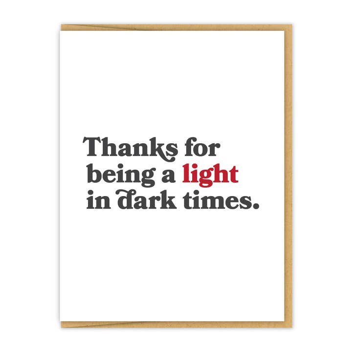 A light in dark times. | Letterpress Greeting Card for wholesale by Spacepig Press