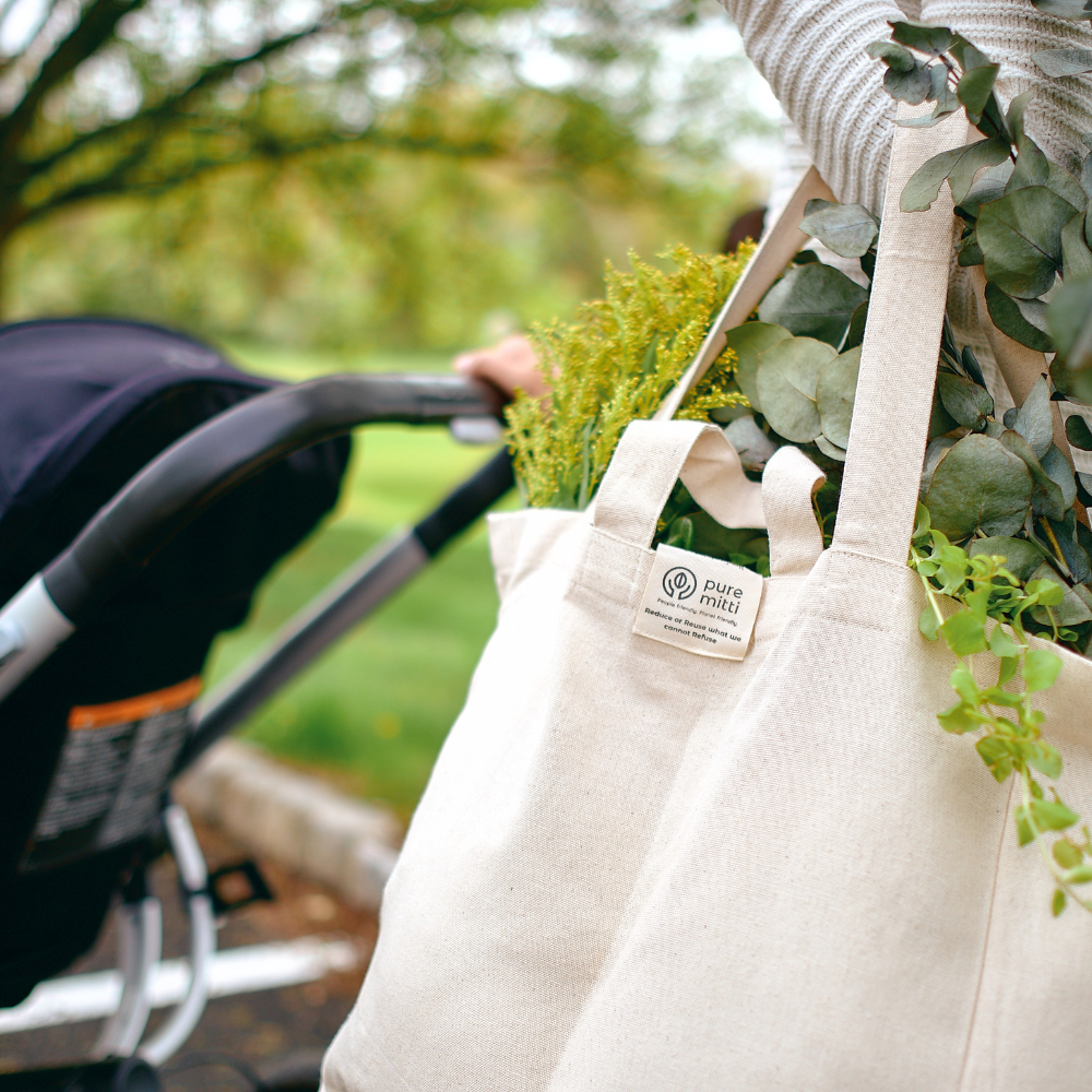 Pure Mitti - Wholesale Tote Bag - Unisex - Sustainability Love:Multi-Pocket Cotton Grocery Tote Natural2