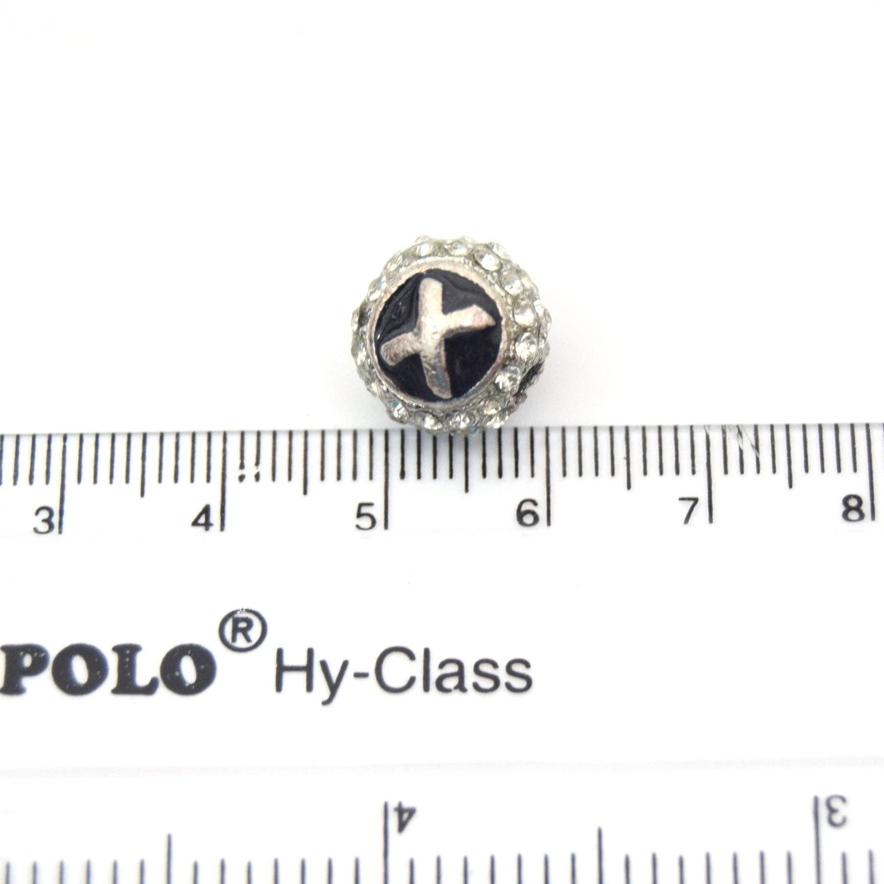 Only Beads - Wholesale Individual Charm/Pendant - Silver 11mm Double-Sided Letter “X” Rhinestone Round Beads 7