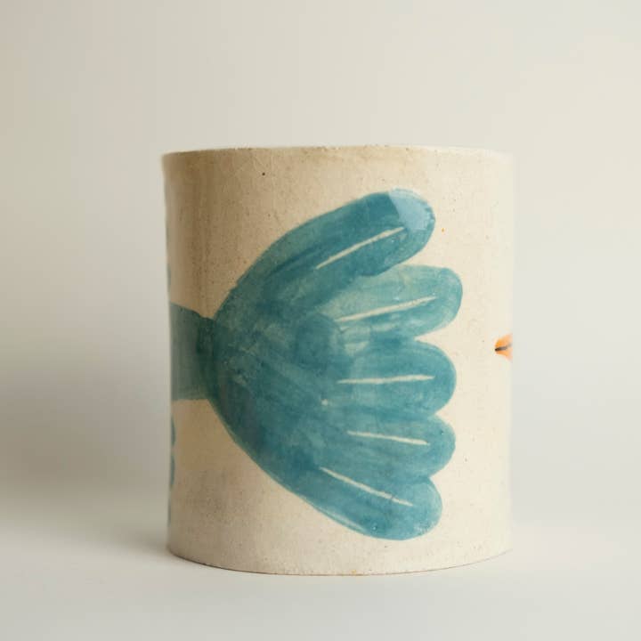 Matilde Horta - Wholesale Pencil Holder - Blue Bird - Ceramic pencil holder cup - 95x70x70mm4