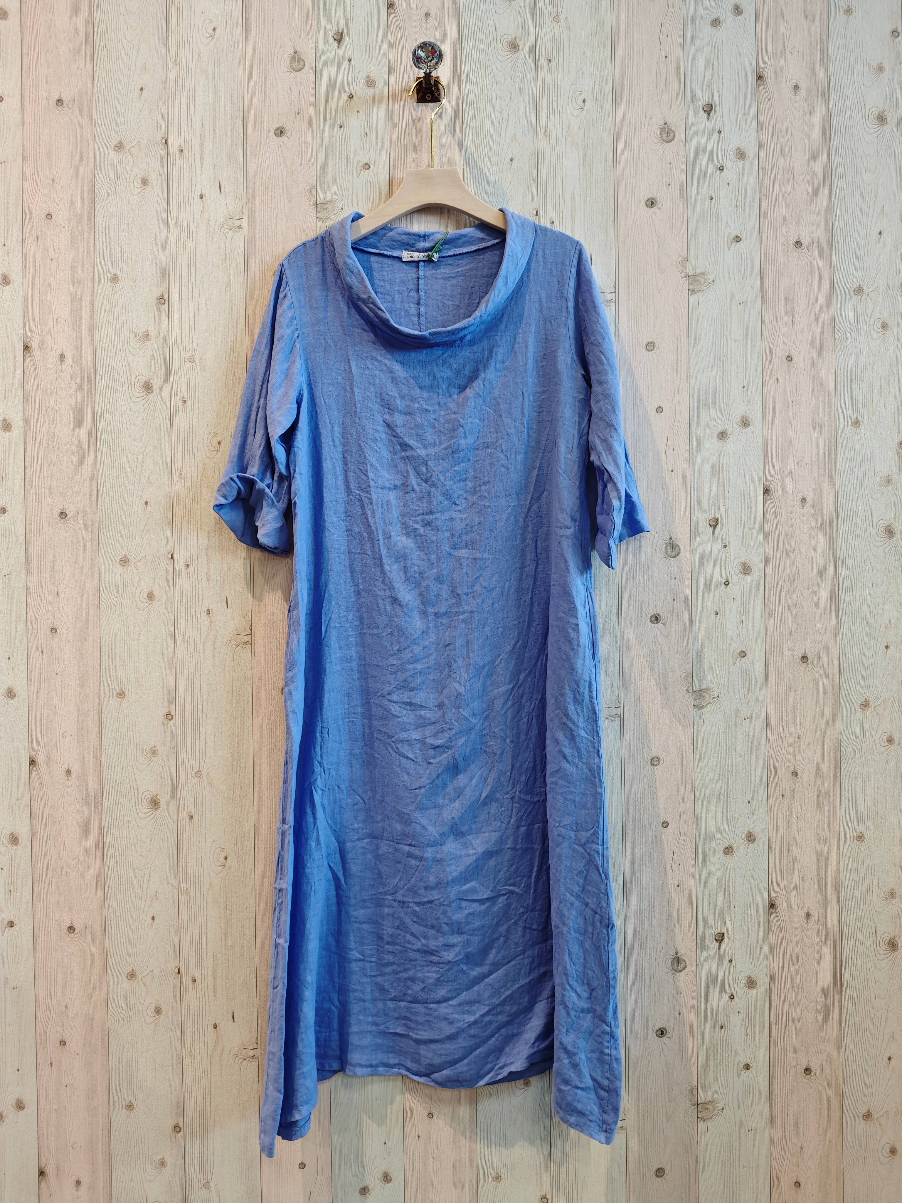 Linen & More – Vestido - Mulher por atacado – REF 25812 VESTIDO COMPRIDO DECOTE BARCO LINHO 100%15