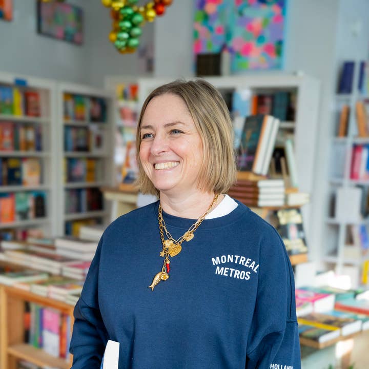 Montreal Metro Cropped Navy Sweatshirt for wholesale by Bluebird & Co.