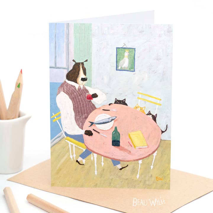 Gäste beim Abendessen — Grußkarte für den Großhandel von Beau Wylie