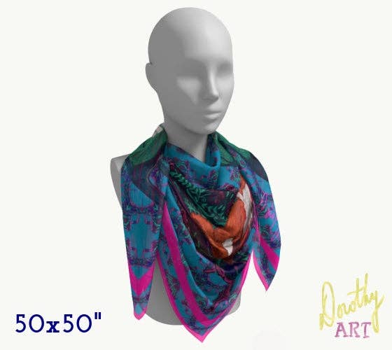 Dorothy Art - Wholesale Scarf - Women's - Silk Scarf - Foxes on Furniture & Hares on Chairs5