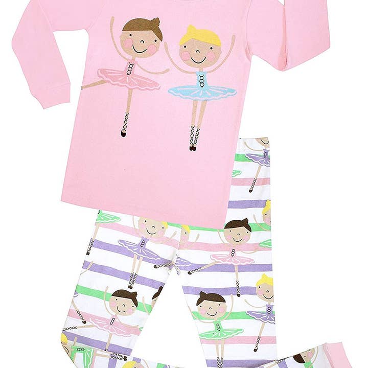 elowel - Wholesale Sleepwear Set - Kids - Elowel Girls Ballerina 2 Piece Kids Childrens Pajamas 100% C