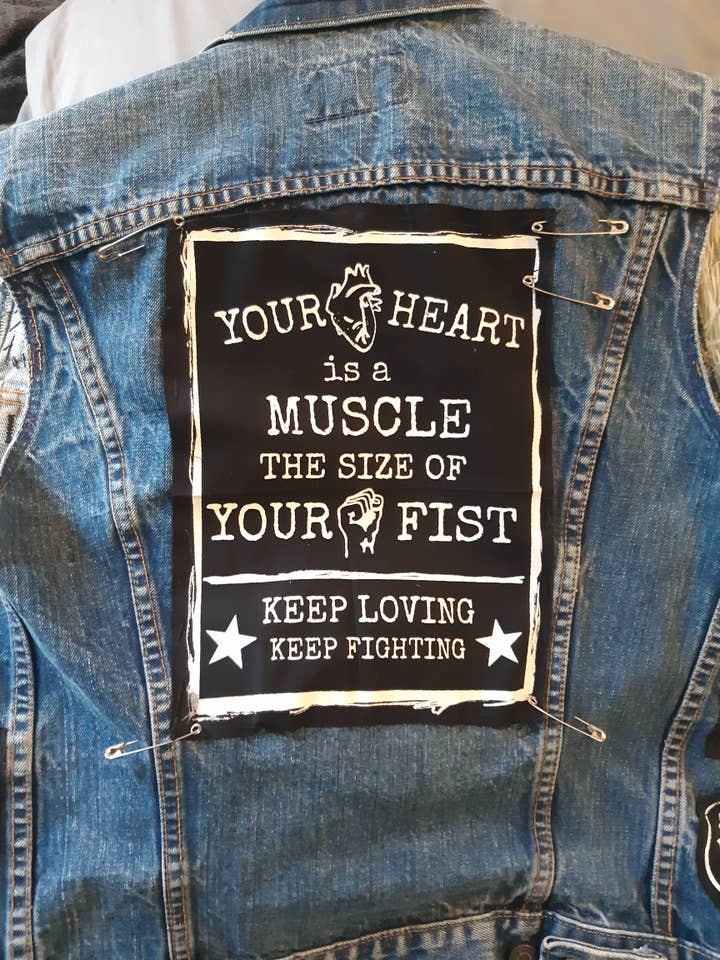 Your Heart is a Muscle Sew On Back Patch for wholesale by Femmearchist