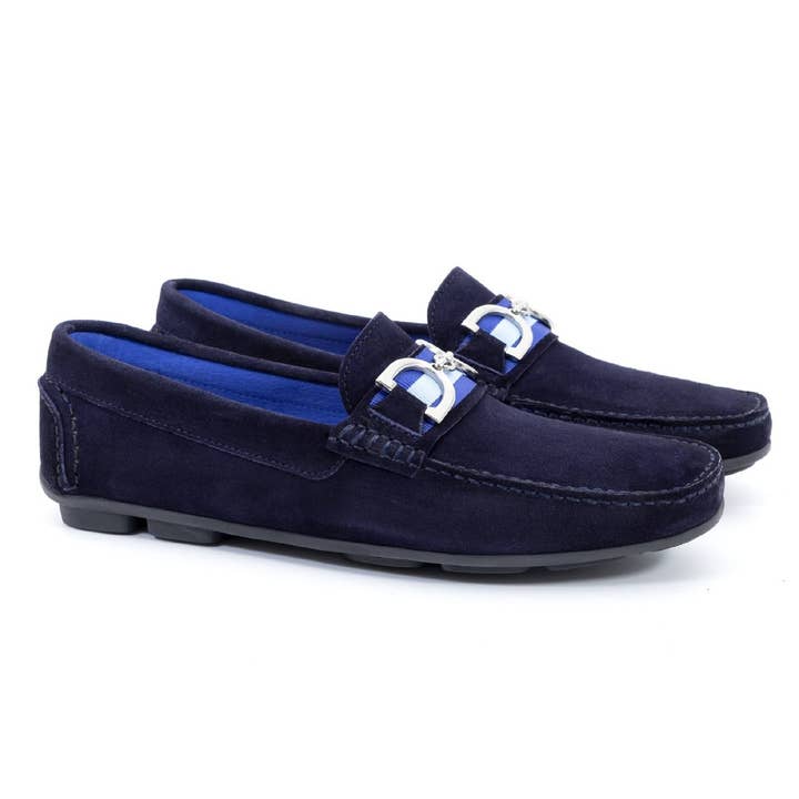 Cr-23001-Blue Suede Loafer for wholesale by Caramelo Shoes