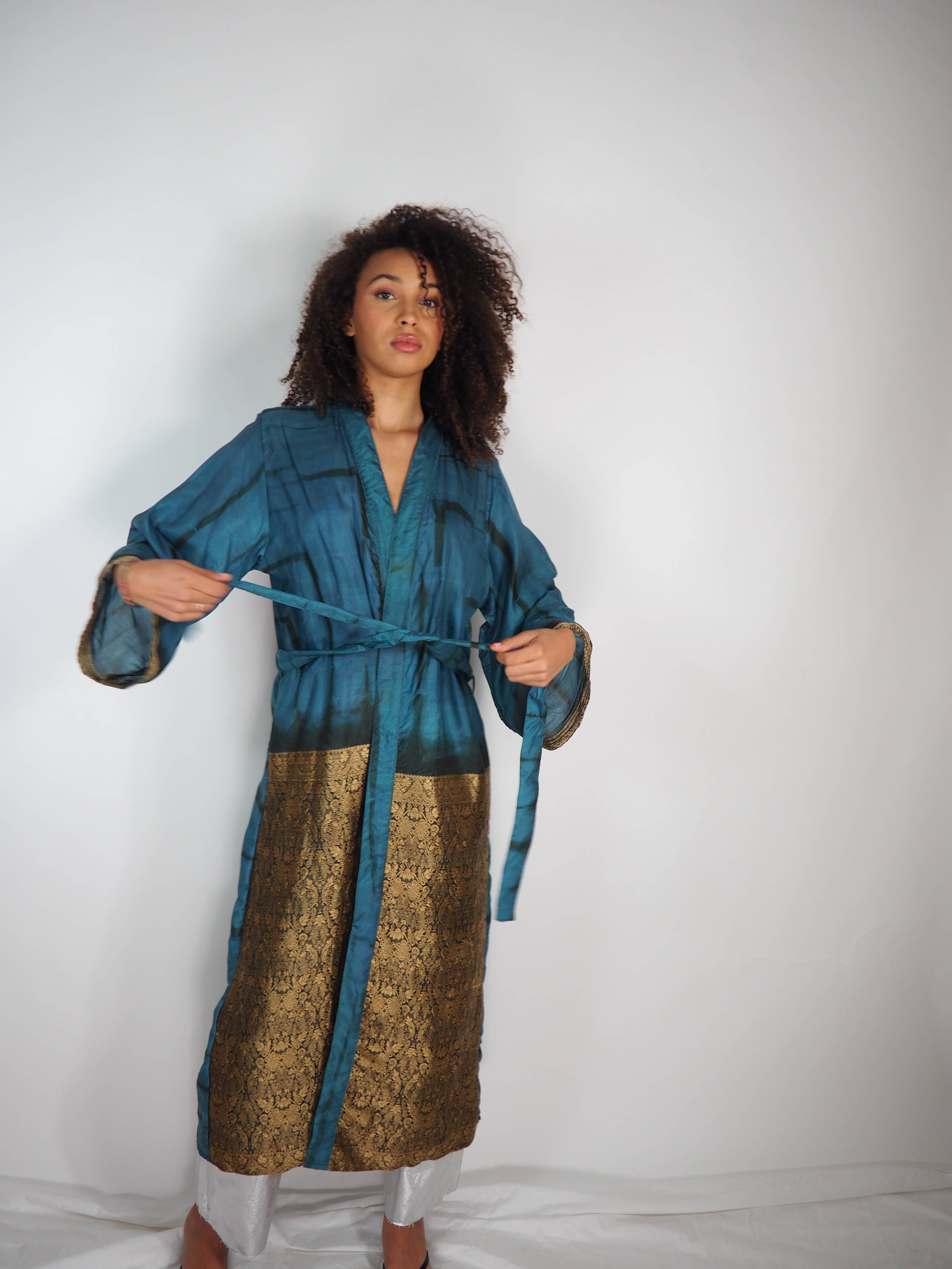 Vagabond Ibiza - Wholesale Kimono - Women's - The Kardash Kimono Long – Up-cycled Vintage Sari Kimono 2