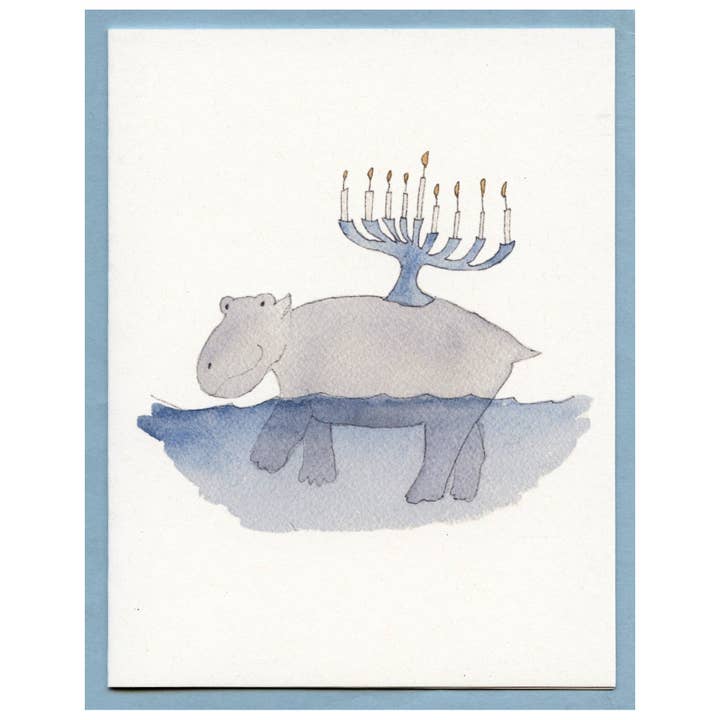 Cartão em branco Hippo Hanukkah por atacado de Zucchini Fish