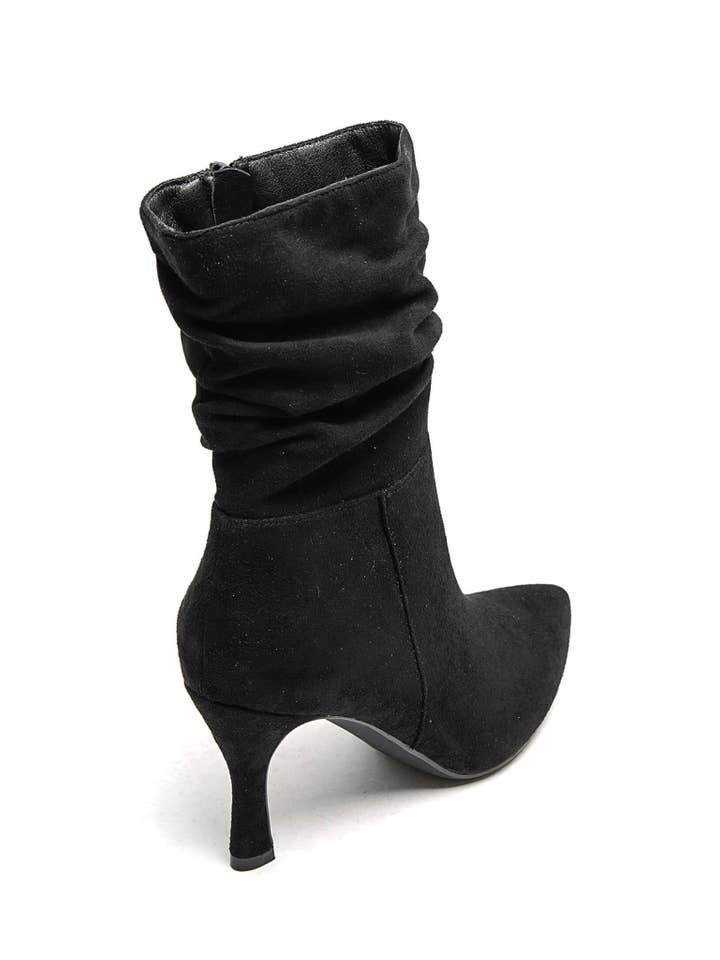 No Doubt Shoes - Wholesale Booties - Women's - RUCHED CALF MID HEEL POINTED ANKLE BOOTS24