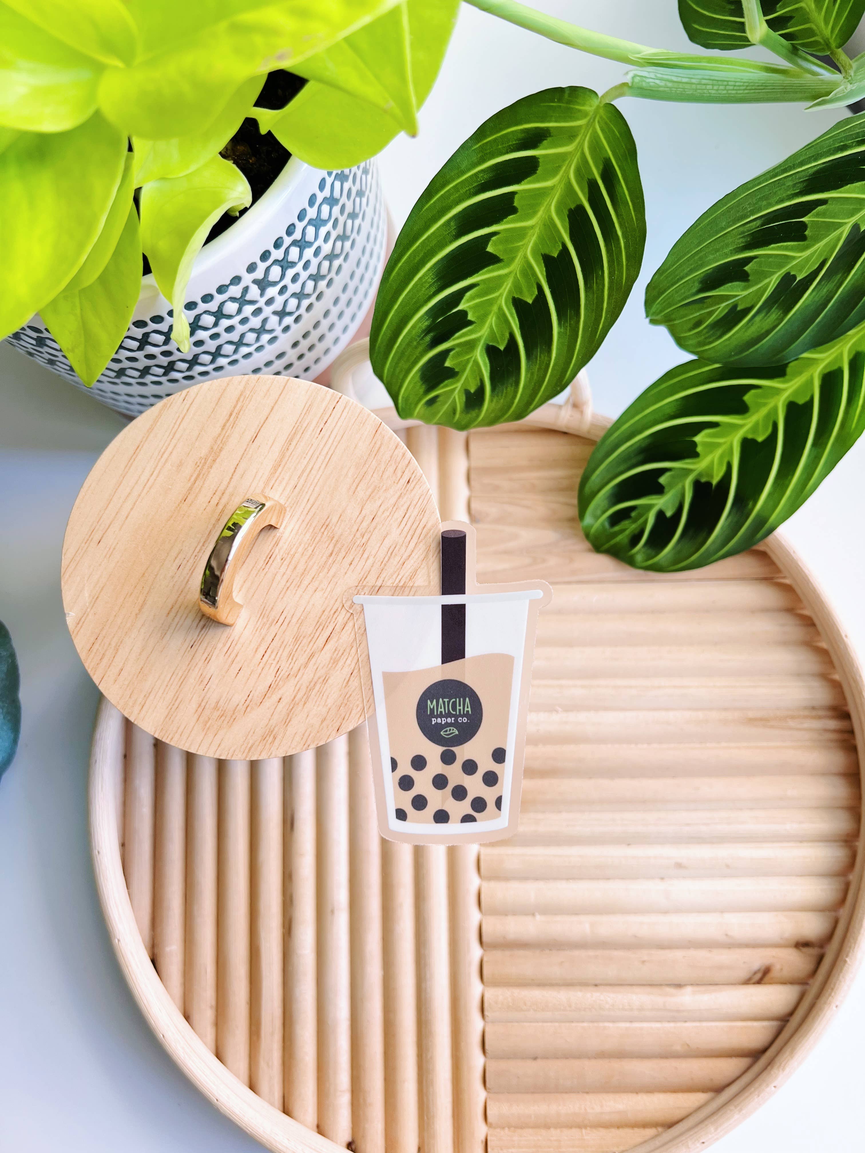 Matcha Paper Co. - Wholesale Sticker - Milk Tea Boba Clear Vinyl Sticker Pack4