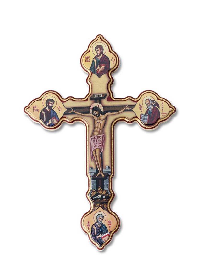 Costa Articoli Religiosi - Wholesale Wall Cross - Evangelists wooden cross cm. 24x16.50