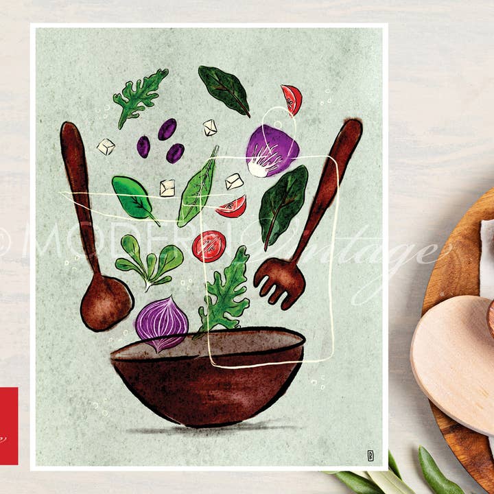 Modern Vintage Design Studio - Wholesale Art print - Fresh Salad Print 8x101