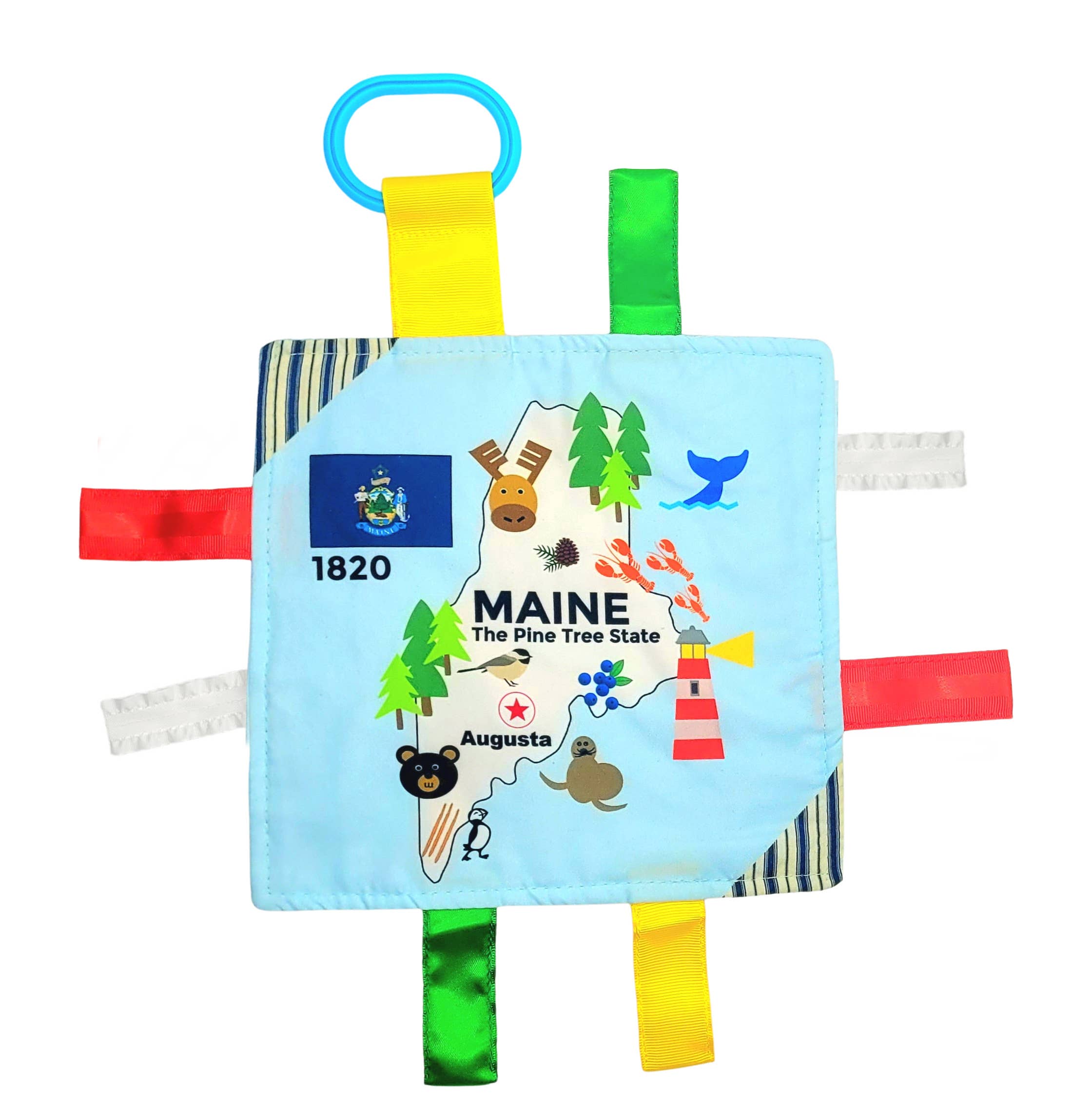 Baby Jack and Company - Wholesale Crinkle Tag Toy - Baby - Maine State Baby Learning Crinkle Tag Square 8"x 8" Toy