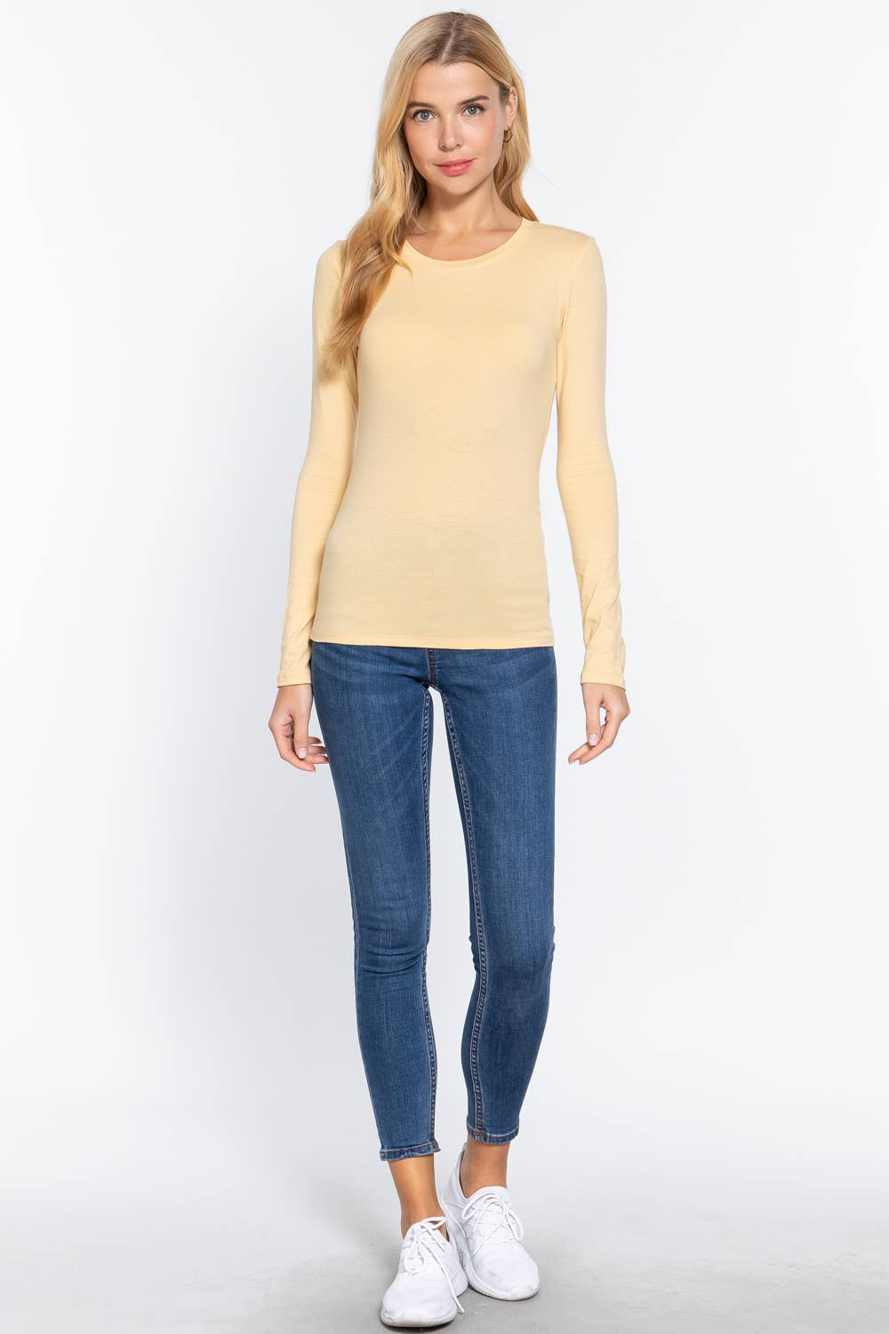 Active Basic | Active USA - Wholesale Knit Top - Women's - Long Sleeve Crew Neck Cotton Spandex Jersey Top41