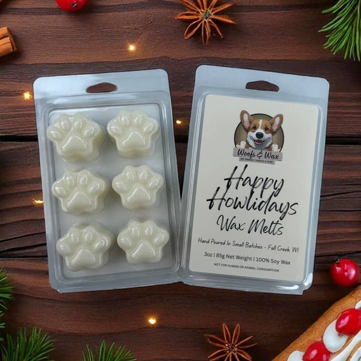 Happy Howlidays Wax Melts - 3oz 100% Soy - Pet Safe for wholesale by Woofs & Wax