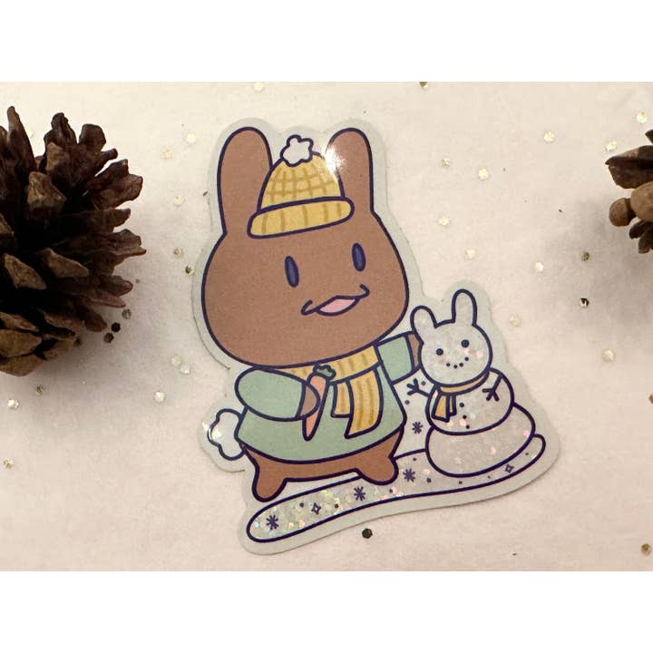 Courtney Elizabeth Studio - Wholesale Sticker - Snowbun Waterproof Glitter Sticker - Rabbit Winter Day3