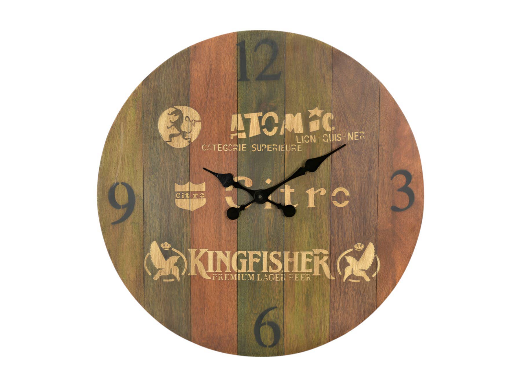 HomeRoots - Wholesale Wall Clock - 24" Brown Solid Wood Silent Analog Round Wall Clock0