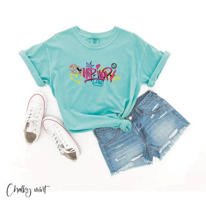 REMOVED BRAND – Engroshandel T-shirt med serigrafitryk – til børn – Hip hop dansetrøje graffiti til børn trendy komfort farver4