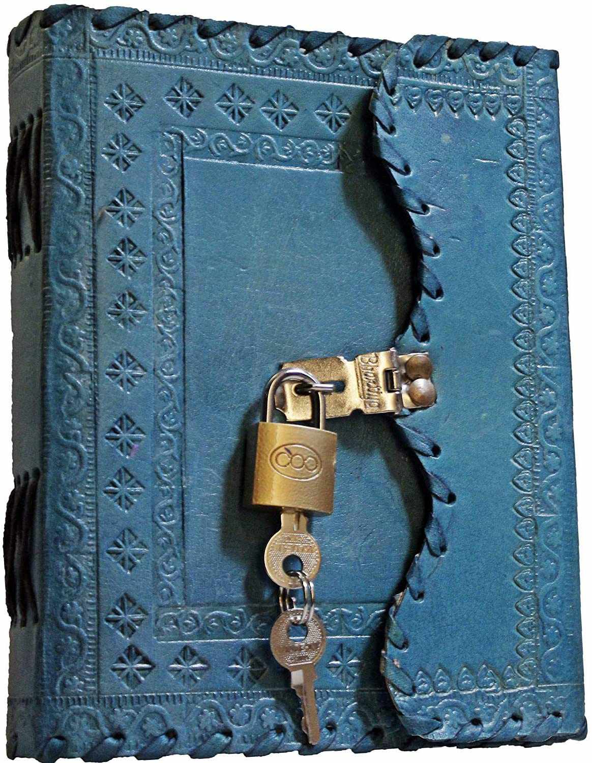 Tuzech Leather - Vente Journal intime - Journal en cuir TUZECH pour hommes et femmes, carnet en cuir pour écrire des poèmes, carnet de croquis, carnet de notes pour tenir des registres, mémoire personnel avec serrure et clé - Non ligné 7 pouces8