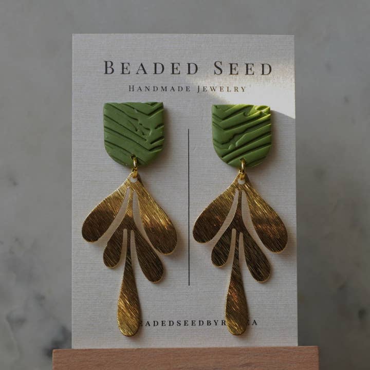 Pendientes de arcilla texturizados largos colgantes en forma de arco para venta al por mayor de Beaded Seed by Ronea