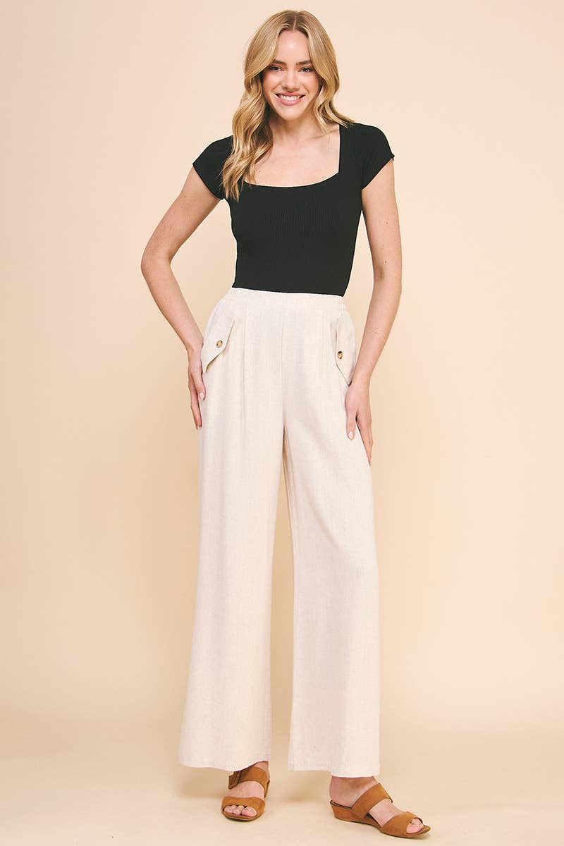 Allie Rose - Vendita all'ingrosso Pantalone - Donna - Pantaloni in morbido lino con tasche14