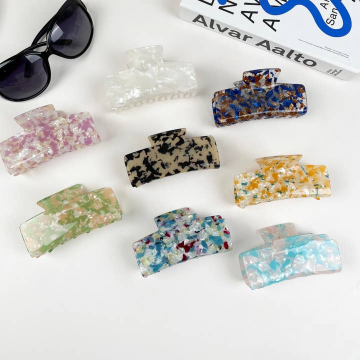 TheDivaSoap - Wholesale Hair Clip - Women's - Acetate Colored Square Hair Clip Simple Claw Clips