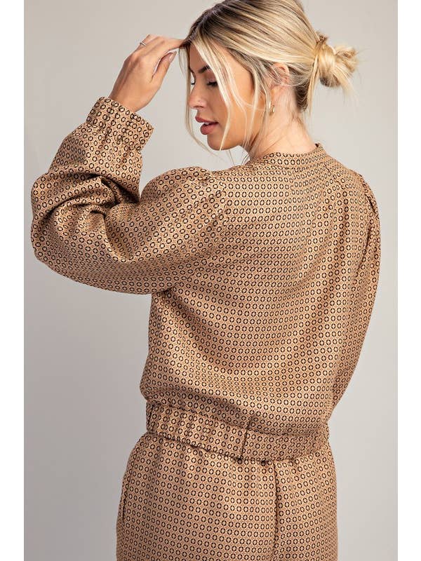 Glam - Wholesale Bomber Jacket - Women's - Neck Band Puff Sleeve Jacquard Bomber Jacket5