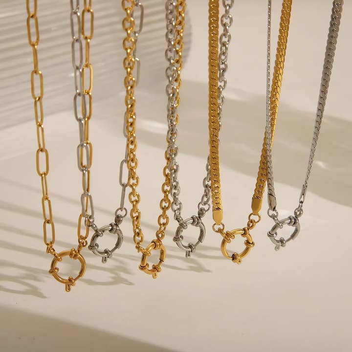 Sweet Cherry Sky - Wholesale Pendant/Charm Necklace - 18K Gold Plated Stainless Steel Charm Necklace Holder