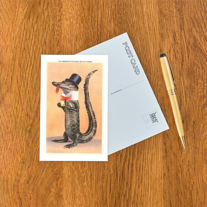 Found Image Press - Wholesale Postcard - Postcard FL-795 Alligator in Top Hat1
