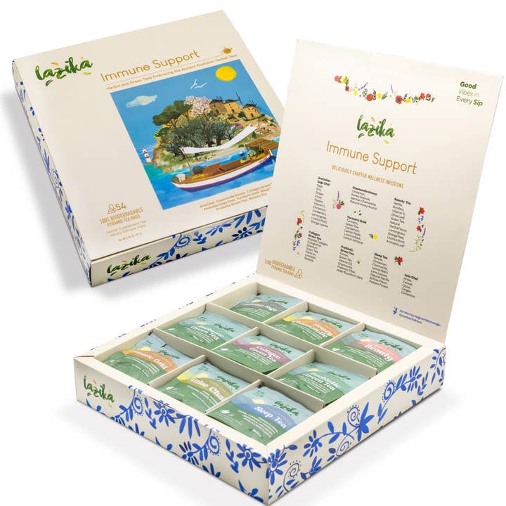 Confezione Varietà di Tisane per il Supporto Immunitario, 54 Bustine a Piramide per la vendita all'ingrosso da parte di Lazika