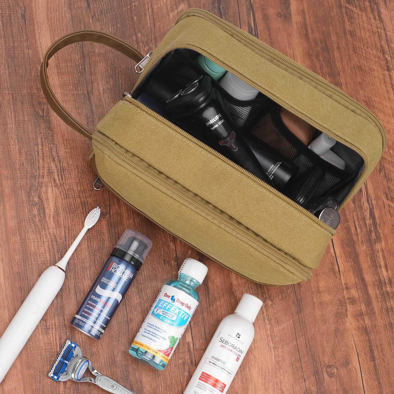 wandf - Wholesale Toiletry Bag - Men's - Canvas Travel Toiletry Shaving Bag Hanging Dopp Kit Unisex60
