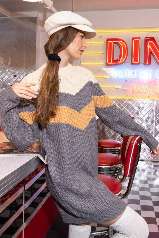 ILLA ILLA - Wholesale Dress - Women's - Chevron Knit Sweater Dress2