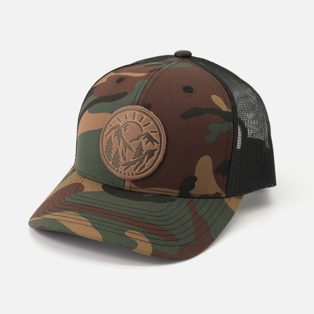 Range Leather Co. - Vente Casquette de camionneur – unisexe - Chapeau vintage Sunrise | Casquette de camionneur à patch en cuir8