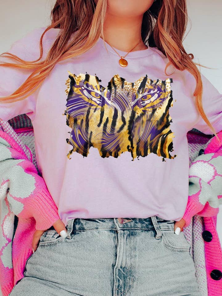 Purple Tiger Graphic tee for wholesale by COLORBEAR