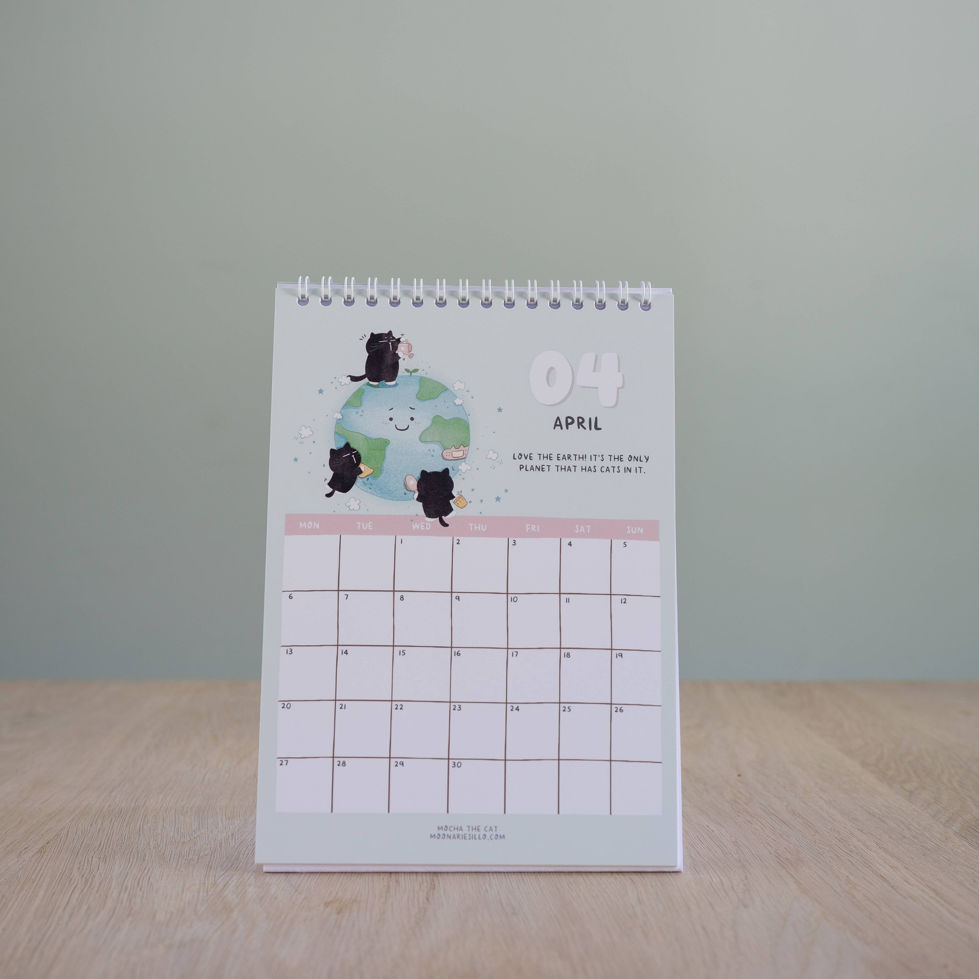 Moonaries illo - Wholesale Calendar - Cute Black Cat Desk Calendar 2026 - A5 portrait4