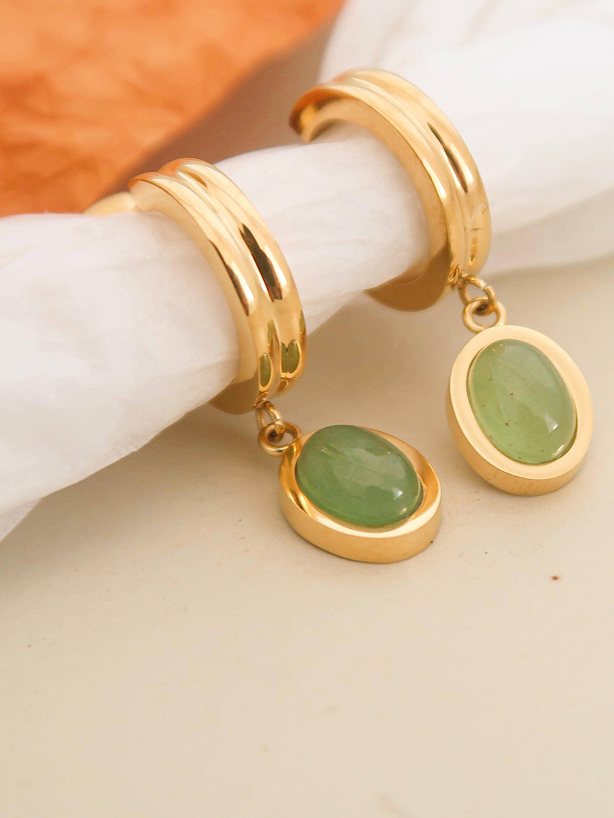 Green Whitnee Dainty Round Stone Dangle Earring for wholesale on Faire2