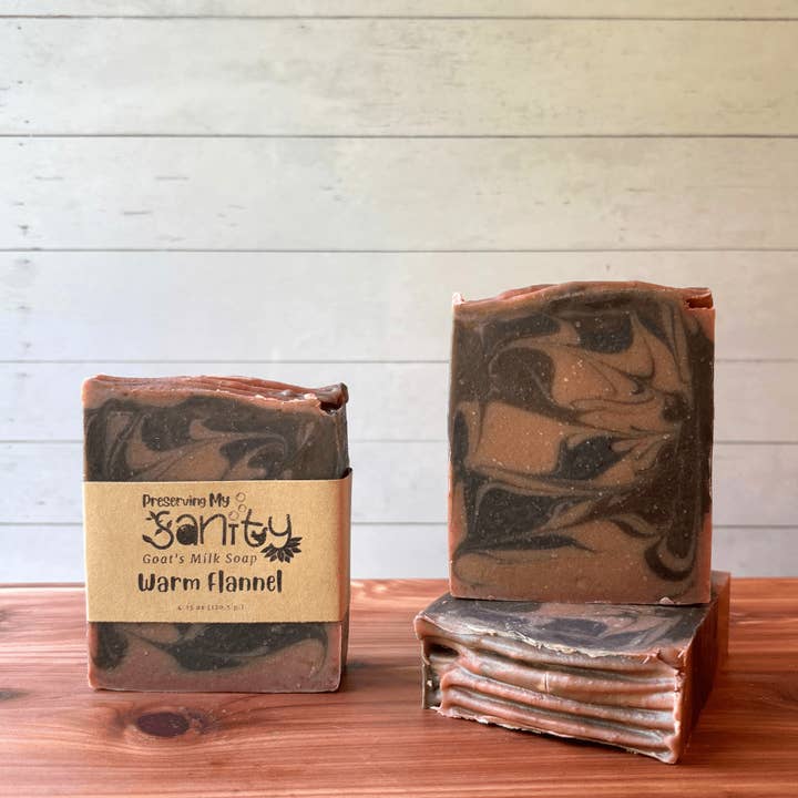 Warm Flannel Goat Milk Soap | Winter Collection Artisan Soap for wholesale by Preserving My Sanity Goat Milk Soap