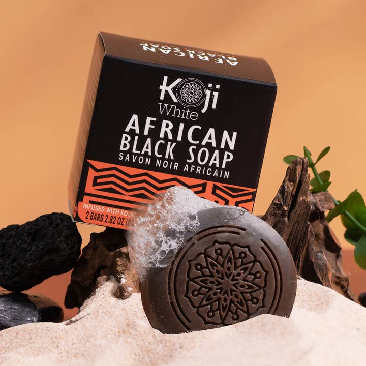 Koji White Sabonete Africano Preto (2 Barras) por atacado de Koji White