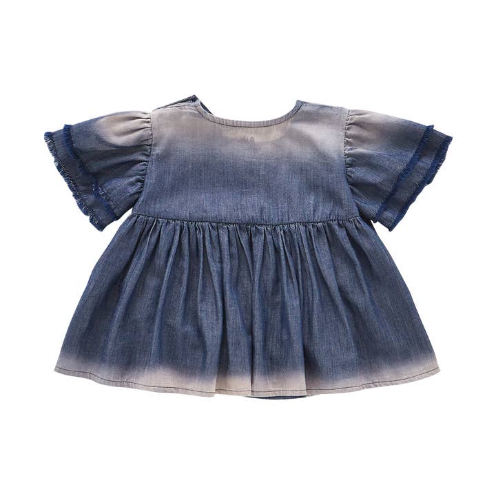 Bebis Passform och Flare Klänning - Indigo Chambray för wholesale av OMAMImini