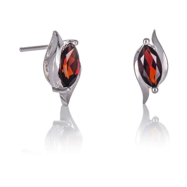 925 Sterling Silver Garnet Marquise Stud Earrings for wholesale by Namana