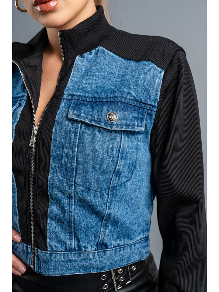 PG3428E-W_CHIC WASHED DENIM ZIPUP CROPPED RIDER JACKET for wholesale on Faire5