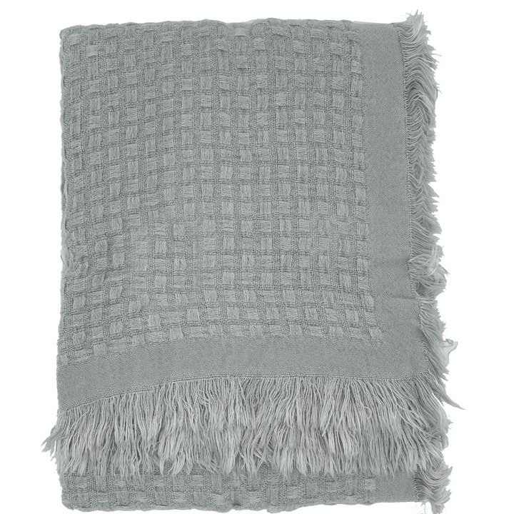 Fennco Styles - Wholesale Throw Blanket - Waffle Weave Solid 50"X60" Throw Blanket with Fringe