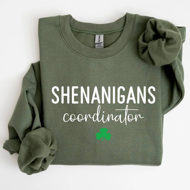 Refinery Number One LLC - Wholesale Graphic Sweatshirt - Women's - Shenanigans Coordinator, Funny, St Patrick's Day Sweatshirt