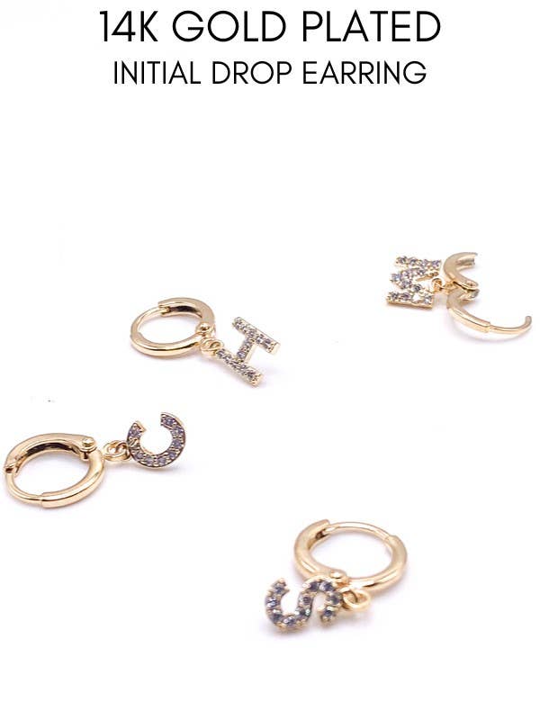 Gold Pave Drop 14k Initial Earrings for wholesale on Faire1