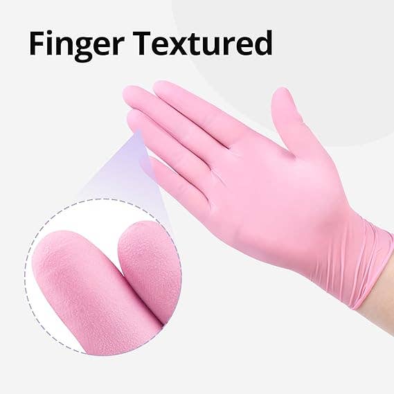 Crover - Wholesale Cleaning Gloves - 4 Mil Pink Disposable Nitrile Gloves Small– Latex Free1
