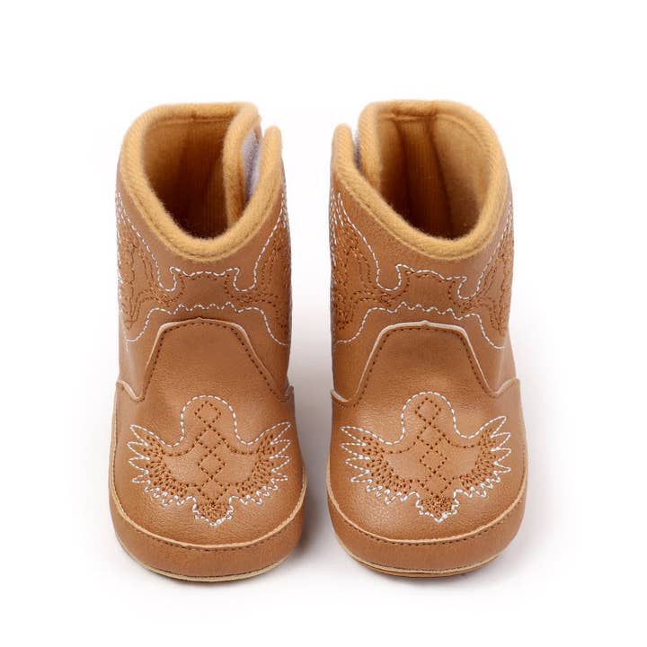 Kids Charm Online - Wholesale Booties - Baby - Camel pleather baby boots with velcro. MY3167C