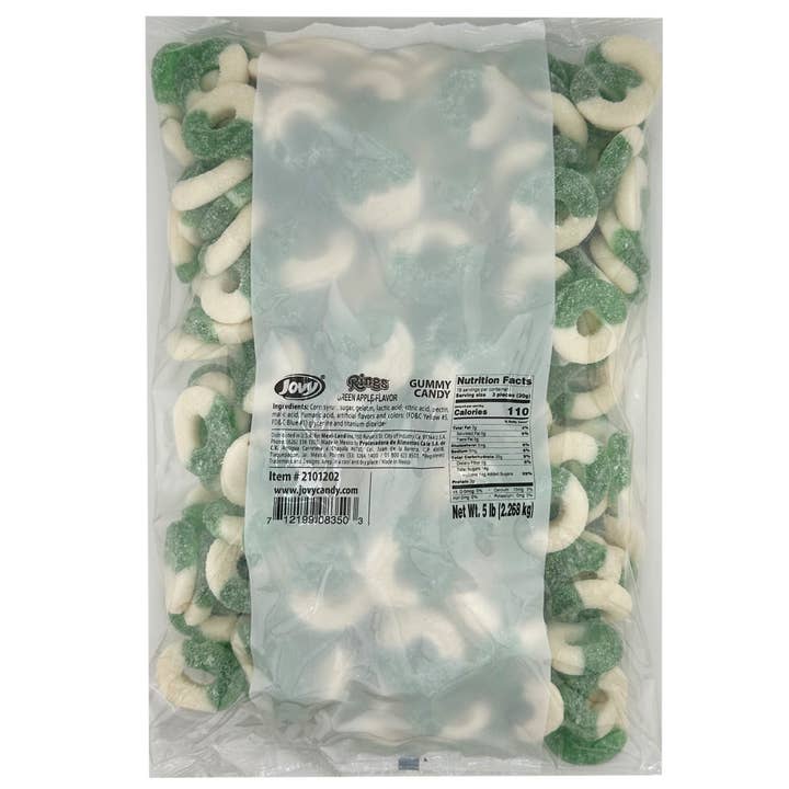 First Choice Candy - Venta al por mayor Gominolas - Bolsa de 5 LB de Gominolas en Forma de Anillo de Manzana Verde Jovy